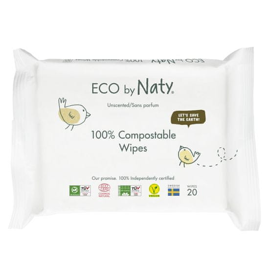 ECO by Naty maramice za čišćenje bez mirisa, za osjetljivu kožu, 20 komada
