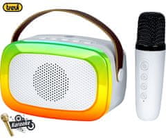 Trevi XR8A01 prijenosni KARAOKE zvučnik, Bluetooth, USB/microSD/AUX, mikrofon, bijela (Cloud White)
