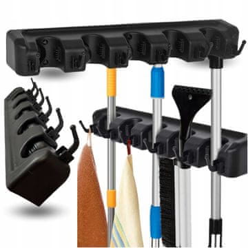 Malatec Univerzalni zidni držač za ručke za 5 pribora crni