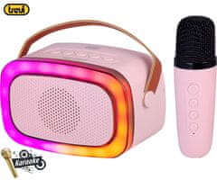 Trevi XR8A01 prijenosni KARAOKE zvučnik, Bluetooth, USB/microSD/AUX, mikrofon, roza (Rose Pink)