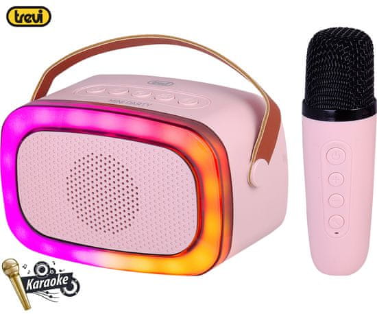 Trevi XR8A01 prijenosni KARAOKE zvučnik, Bluetooth, USB/microSD/AUX, mikrofon, roza (Rose Pink)