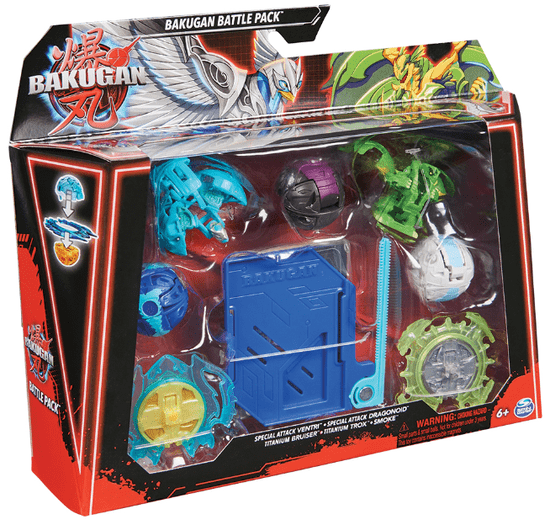 Spin Master Bakugan Battle set, Ventri, Dragonoid, Bruiser, Trox & Smoke (25675)