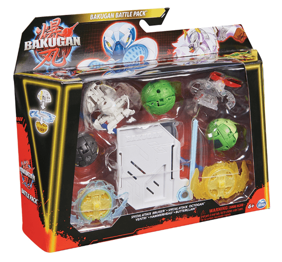 Spin Master Bakugan Battle set, Ventri, Octogan, Bruiser, Hammerhead & Butterclaw (25676)