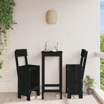 Vidaxl Barske stolice, set od 2, crne, 40x48,5x115,5 cm, borovina