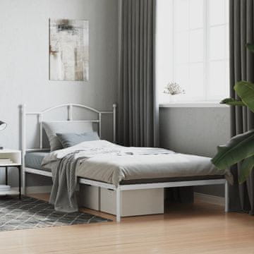 Vidaxl Metalni okvir kreveta s uzglavljem bijeli 107x203 cm