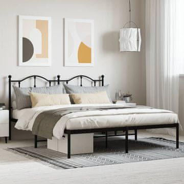 Vidaxl Metalni okvir kreveta s uzglavljem crni 180x200 cm
