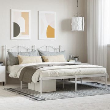 Vidaxl Metalni okvir kreveta s uzglavljem bijeli 180x200 cm