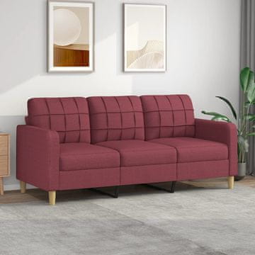 Vidaxl Trosjed, vinsko crvena, 180 cm, presvlaka od tkanine