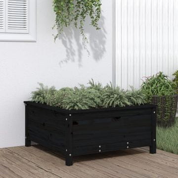 Vidaxl Vrtna žardinjera Crna 82,5x82,5x39 cm Masivno borovo drvo