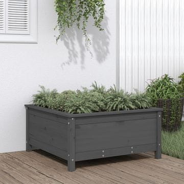 Vidaxl Vrtna žardinjera, siva, 82,5 x 82,5 x 39 cm, masivno borovo drvo
