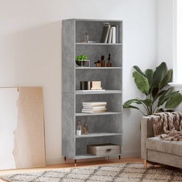 Vidaxl Polica, betonsko siva, 69,5 x 32,5 x 180 cm, materijal na bazi drva
