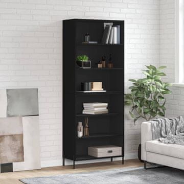 Vidaxl Polica, crna, 69,5 x 32,5 x 180 cm, materijal na bazi drva