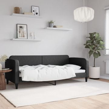 Vidaxl Kauč na razvlačenje crne boje 80x200 cm, platnena navlaka