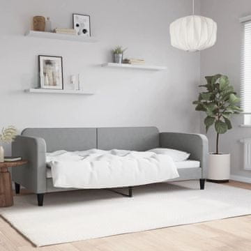 Vidaxl Kauč na razvlačenje svijetlosiva 90x200 cm tapecirana tkaninom