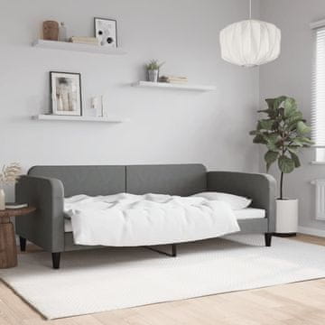 Vidaxl Kauč na razvlačenje tamno siv 100x200 cm tapeciran tkaninom