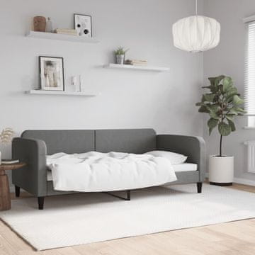 Vidaxl Kauč na razvlačenje tamno siv 90x190 cm tapeciran tkaninom
