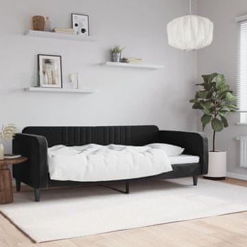 Vidaxl Kauč na razvlačenje crni 90x200 cm presvučen baršunom