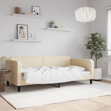 Vidaxl Kauč na razvlačenje krem boje 100x200 cm, tapeciran tkaninom