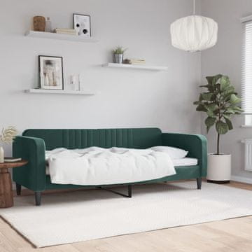 Vidaxl Kauč na razvlačenje tamnozelene boje 80x200 cm presvučen baršunom