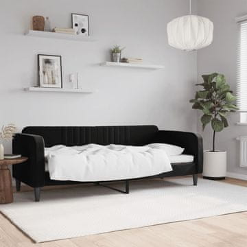 Vidaxl Kauč na razvlačenje crni 80x200 cm presvučen baršunom