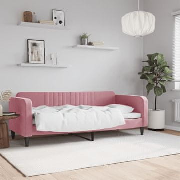 Vidaxl Kauč na razvlačenje ružičaste boje 80x200 cm presvučen baršunom