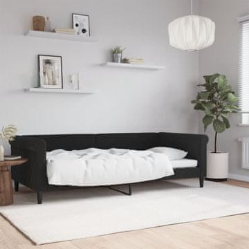 Vidaxl Dnevni krevet, crni, 90x200 cm, presvučen baršunom