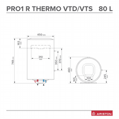 Ariston PRO1 R 80 VTD kombinirani bojler, desni priključak (3201913)