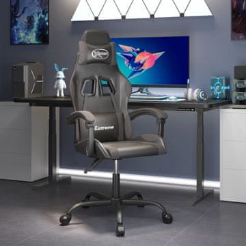 Vidaxl Gamerska stolica, crna i siva, umjetna koža