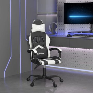 Vidaxl Okretna igraća stolica, crno-bijela, umjetna koža