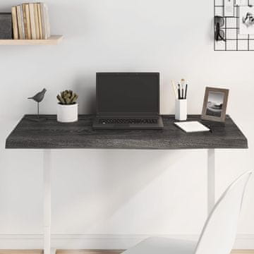 Vidaxl Ploča stola tamnosmeđa 100x50x(2-4) cm masivno hrastovo drvo
