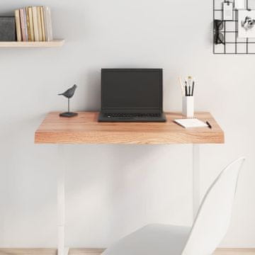 Vidaxl Ploča stola svijetlosmeđa 80x40x(2-6) cm masivno hrastovo drvo