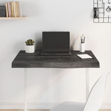 Vidaxl Ploča stola tamnosmeđa 80x60x(2-6) cm masivno hrastovo drvo