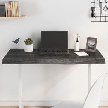 Vidaxl Ploča stola tamno siva 100x60x6 cm Masivno hrastovo drvo