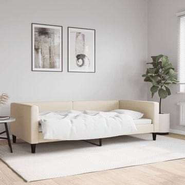 Vidaxl Kauč na razvlačenje krem boje 100x200 cm, tapeciran tkaninom