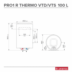 Ariston PRO1 R 100 VTD kombinirani bojler, desni priključak (3201915)