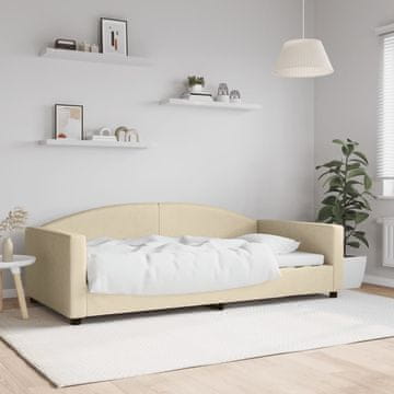 Vidaxl Kauč na razvlačenje krem boje 100x200 cm, tapeciran tkaninom