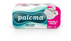Paloma Deluxe Pure White toaletni papir, 16 komada