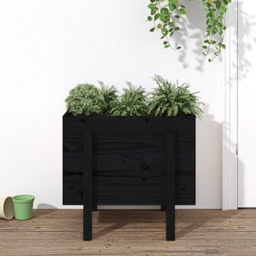 Vidaxl Vrtna žardinjera, crna, 62x50x57 cm, masivno borovo drvo