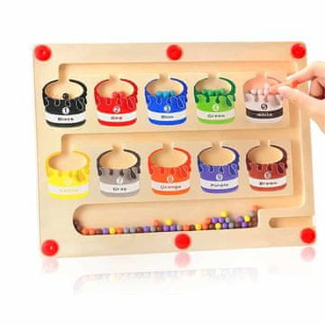 Netscroll Labirint boja, drvena didaktička magnetna igra za koordinaciju ruku, učenje boja i brojeva, razvoj fine motorike, Montessori igra za djecu, SortBoard