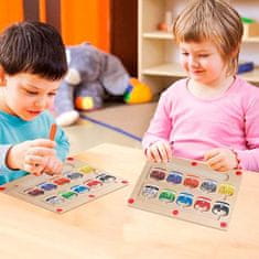 Netscroll 2x Labirint boja, drvena didaktička magnetna igra za koordinaciju ruku, učenje boja i brojeva, razvoj fine motorike, Montessori igra za djecu, SortBoard, 2