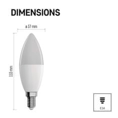 EMOS GoSmart pametna LED žarulja Candle, 4,8 W, 470 lm, E14, WiFi