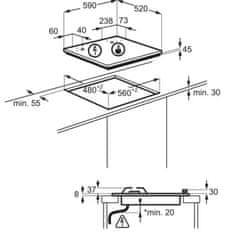 Electrolux KGG64362K 600 GOG ugradbena plinska ploča za kuhanje