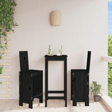 Vidaxl Barske stolice, set od 2, crne, 40x42x120 cm, borovina
