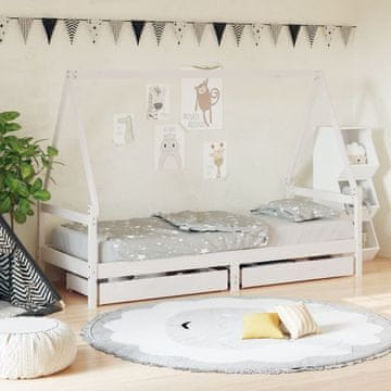 Vidaxl Dječji okvir za krevet s ladicama bijeli 80x200 cm bor