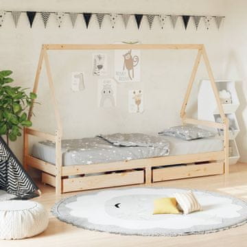 Vidaxl Dječji okvir za krevet s ladicama 80x200 cm borovina