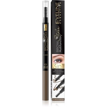 Eveline Brow Multifunction Styler 3-u-1 olovka za obrve br. 01 srednje smeđa 1 kom