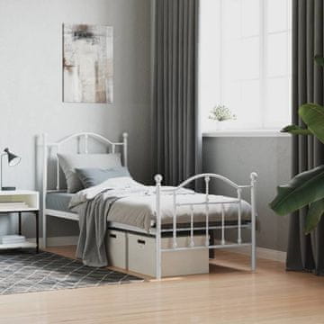 Vidaxl Metalni okvir kreveta s uzglavljem i podnožjem bijeli 75x190 cm