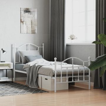 Vidaxl Metalni okvir kreveta s uzglavljem i podnožjem bijeli 80x200 cm