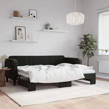 Vidaxl Raztegljiva sofa crna 80x200 cm baršun