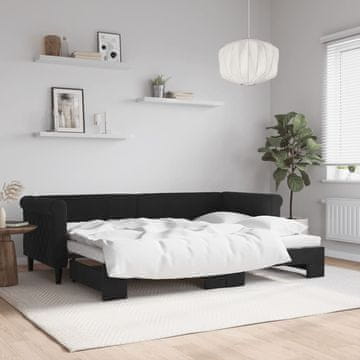 Vidaxl Raztegljiva sofa crna 80x200 cm baršun